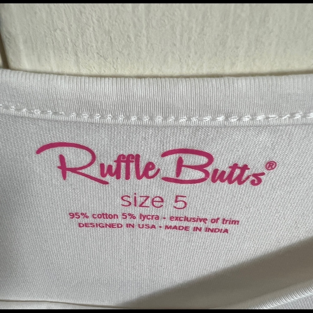 White Cream Ruffle Butts Girls Top - Picture 3 of 3